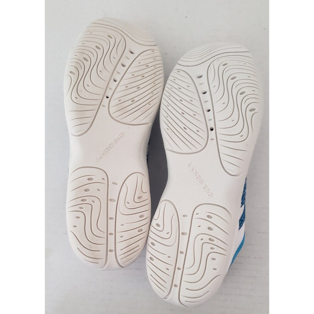 NEW Lands End Womens 6 Med White Blue Mesh Slip-on Athletic Water Shoes W Box - Picture 11 of 16